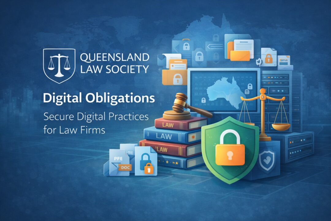 Queensland Law Society – Digital Obligations & Secure Legal Practice Queensland Law Society digital obligations feature image illustrating secure digital practices for law firms, data protection, and cybersecurity compliance.